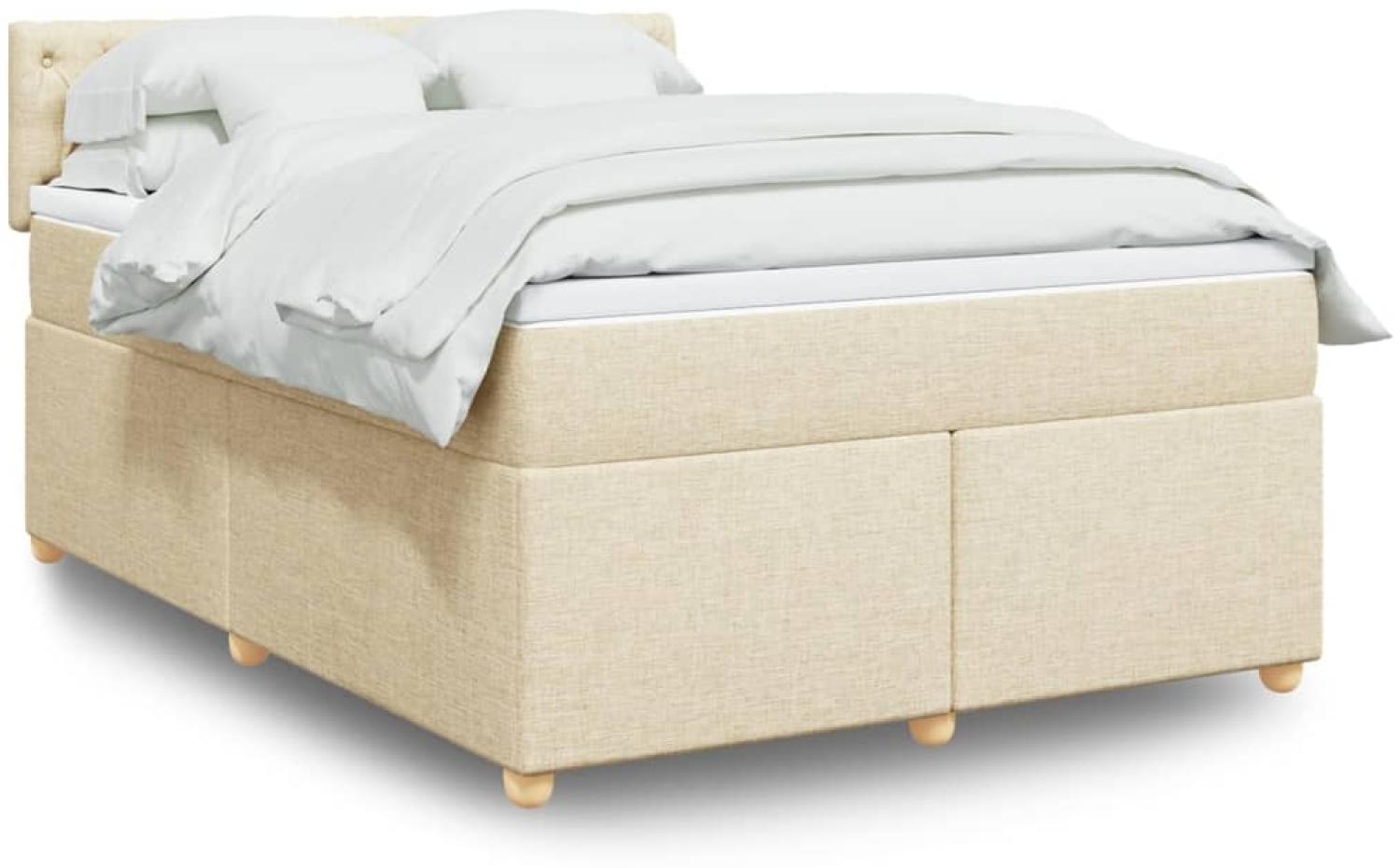 vidaXL Boxspringbett mit Matratze Creme 160x200 cm Stoff 3289043 Bild 1