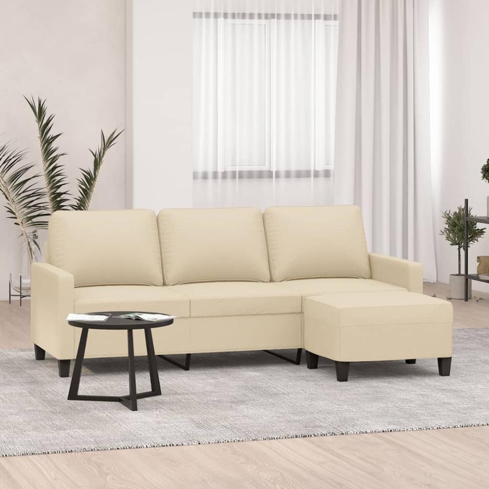 vidaXL 3-Sitzer-Sofa mit Hocker Creme 180 cm Stoff 3201039 Bild 1