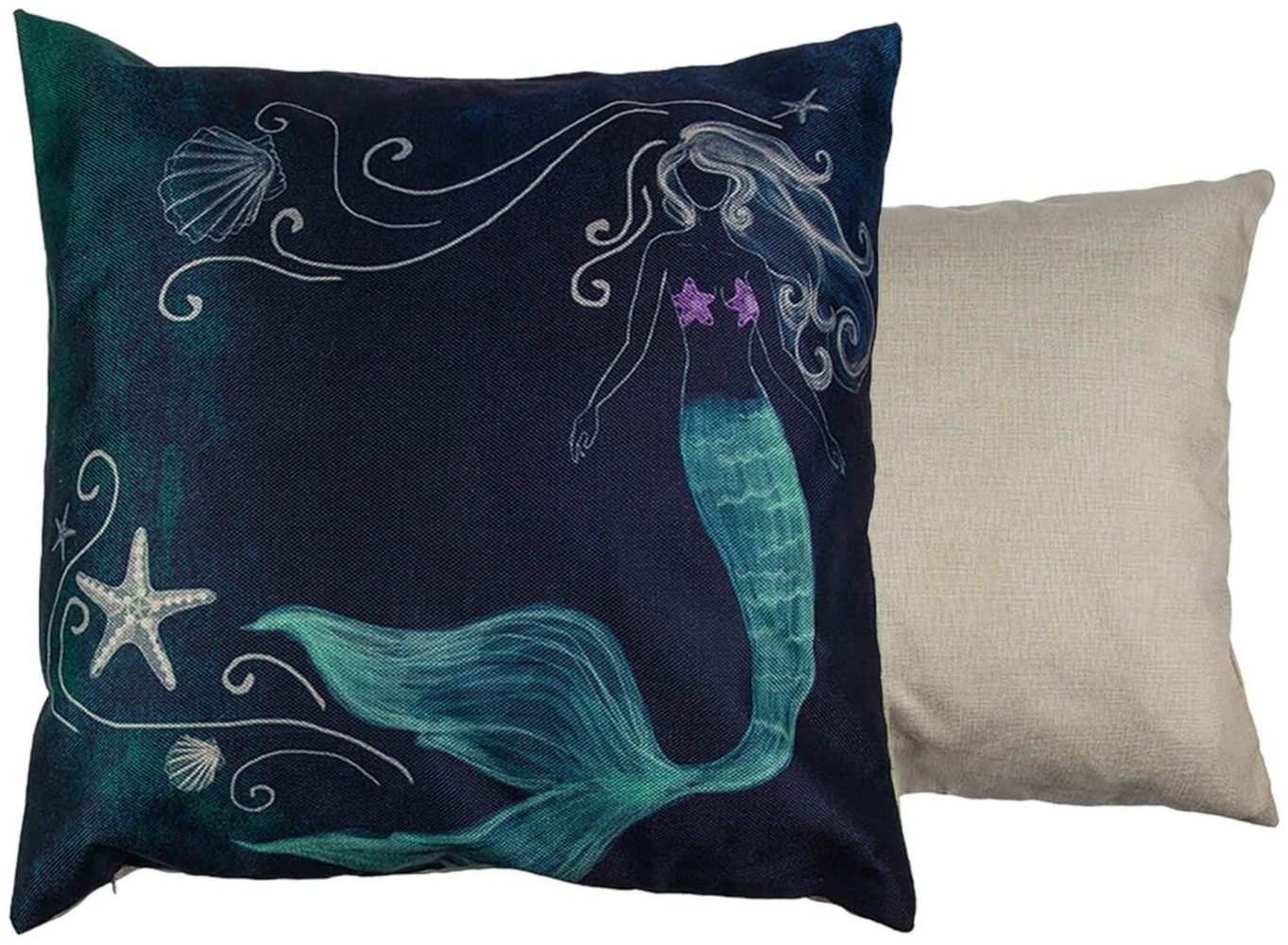 Out of the Blue Dekokissen Deko Sofa Kissen Meerjungfrau maritim Sofakissen 40x40cm Kissenbezug Bild 1