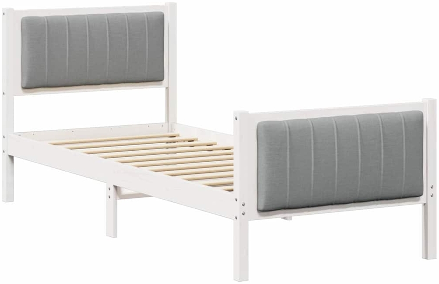 vidaXL Bettgestell Weiß und Hellgrau 75 x 190 cm Massivholz Kiefer 878513 Bild 1