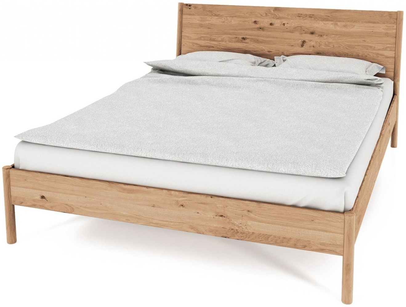 Bett Zola Wildeiche massiv bianco 200x200 mit Holzkopfteil und Holzbeinen Bild 1