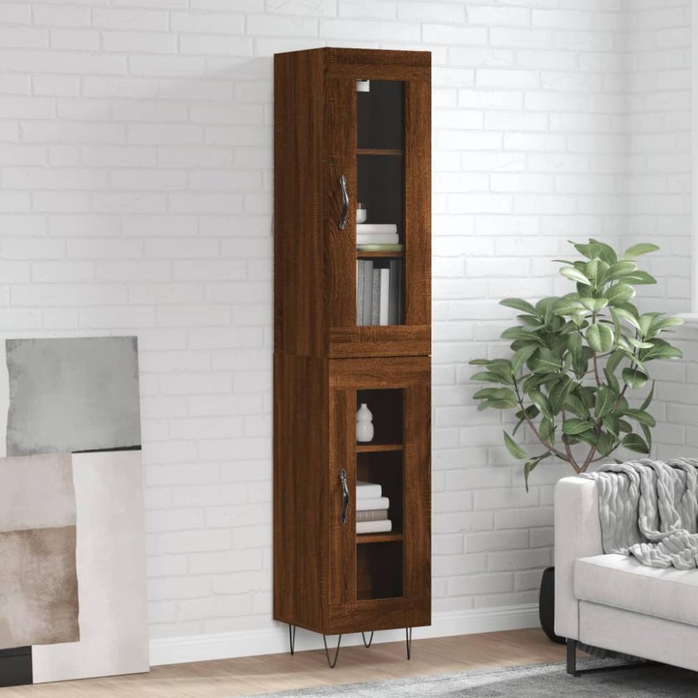 vidaXL Highboard Braun Eichen-Optik 34,5x34x180 cm Holzwerkstoff 3199464 Bild 1