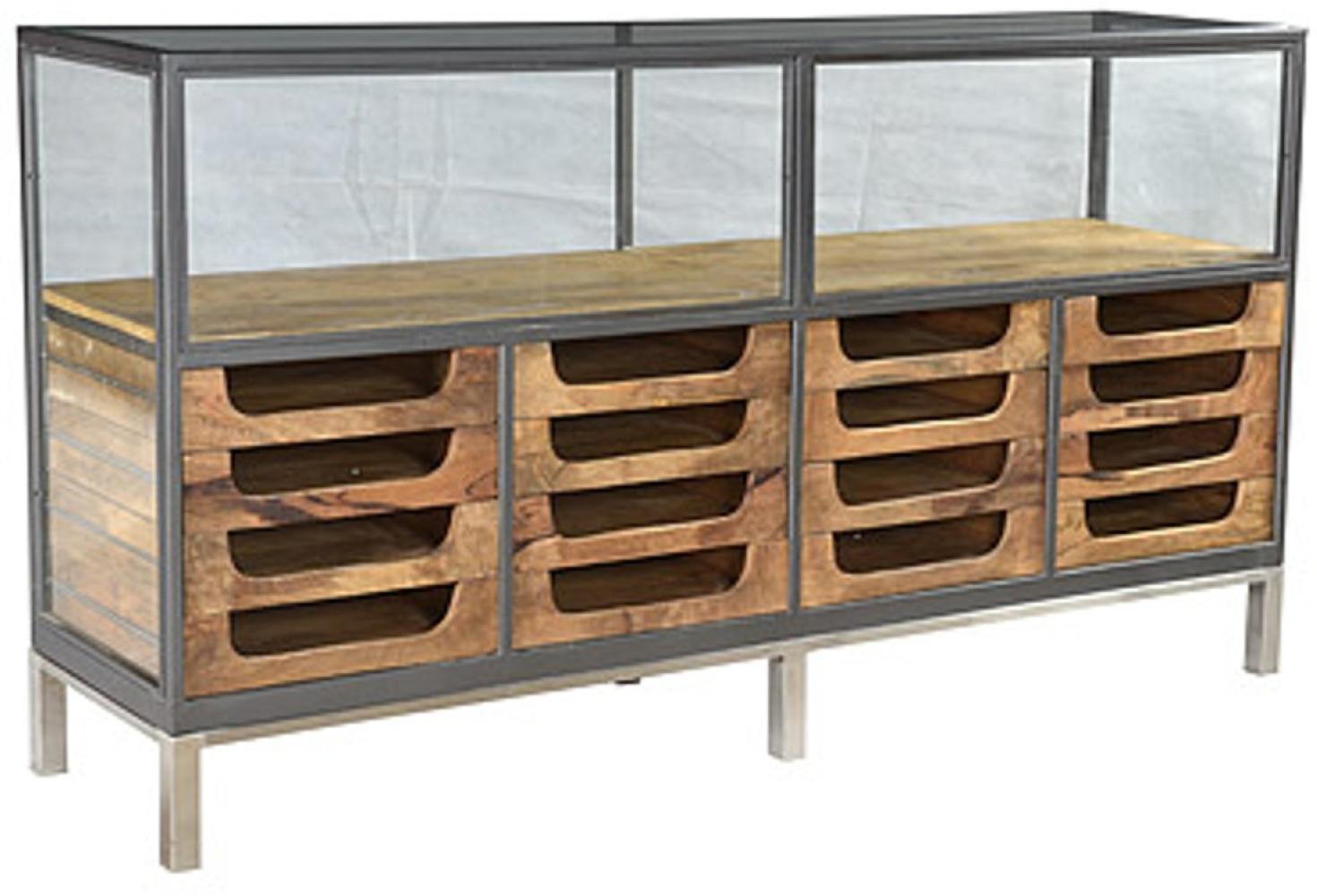 Casa Padrino Designer Buffetschrank mit Schubladen Natur 193x46 x H. 99 cm - Hotel Möbel Bild 1