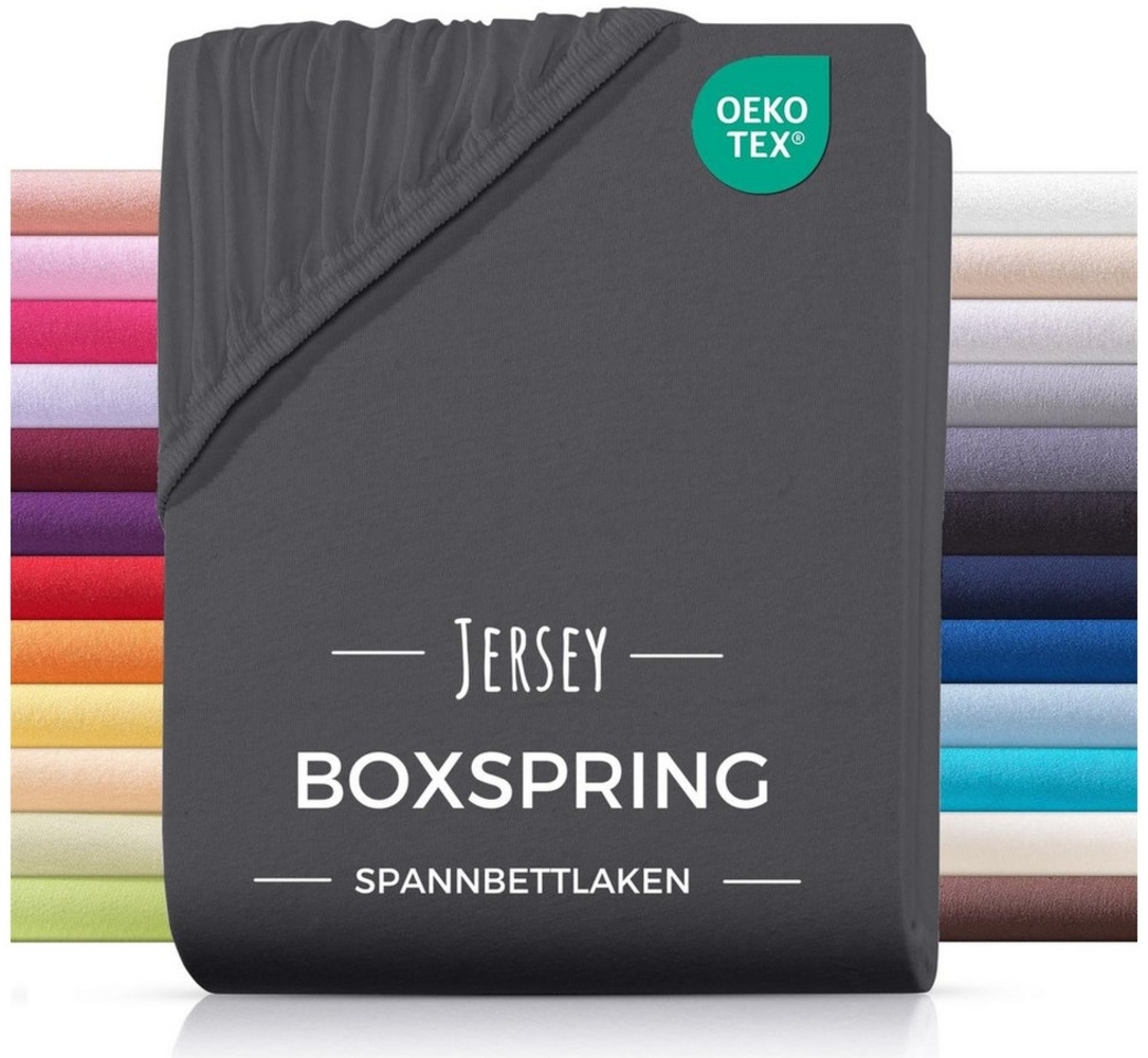 Carpe Sonno Spannbettlaken Boxspringbett Wasserbett Jersey 180x200 180x220 200x200 200x220, Jersey, Gummizug: rundum, (1 Stück), Bettlaken Baumwolle Matratzenbezug hohe Matratzen bis 32cm Bild 1
