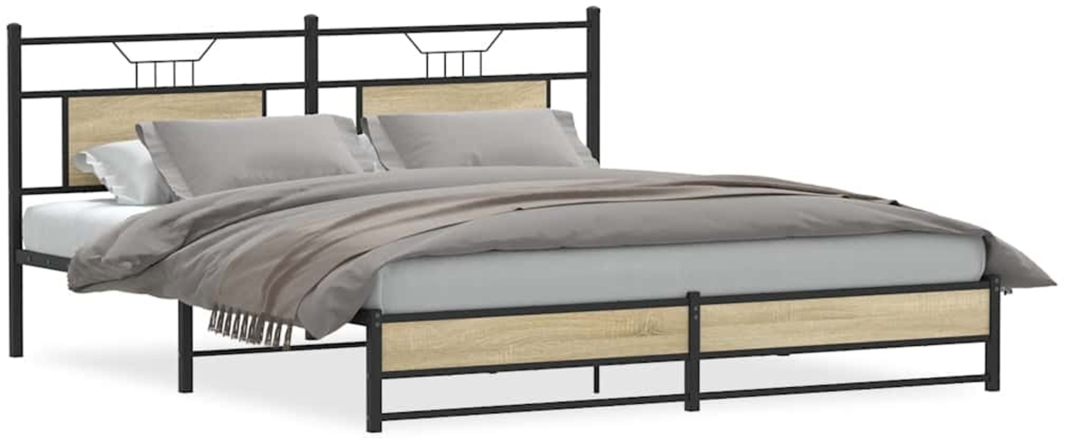 vidaXL Metallbett ohne Matratze Sonoma-Eiche 183x213 cm 3325121 Bild 1
