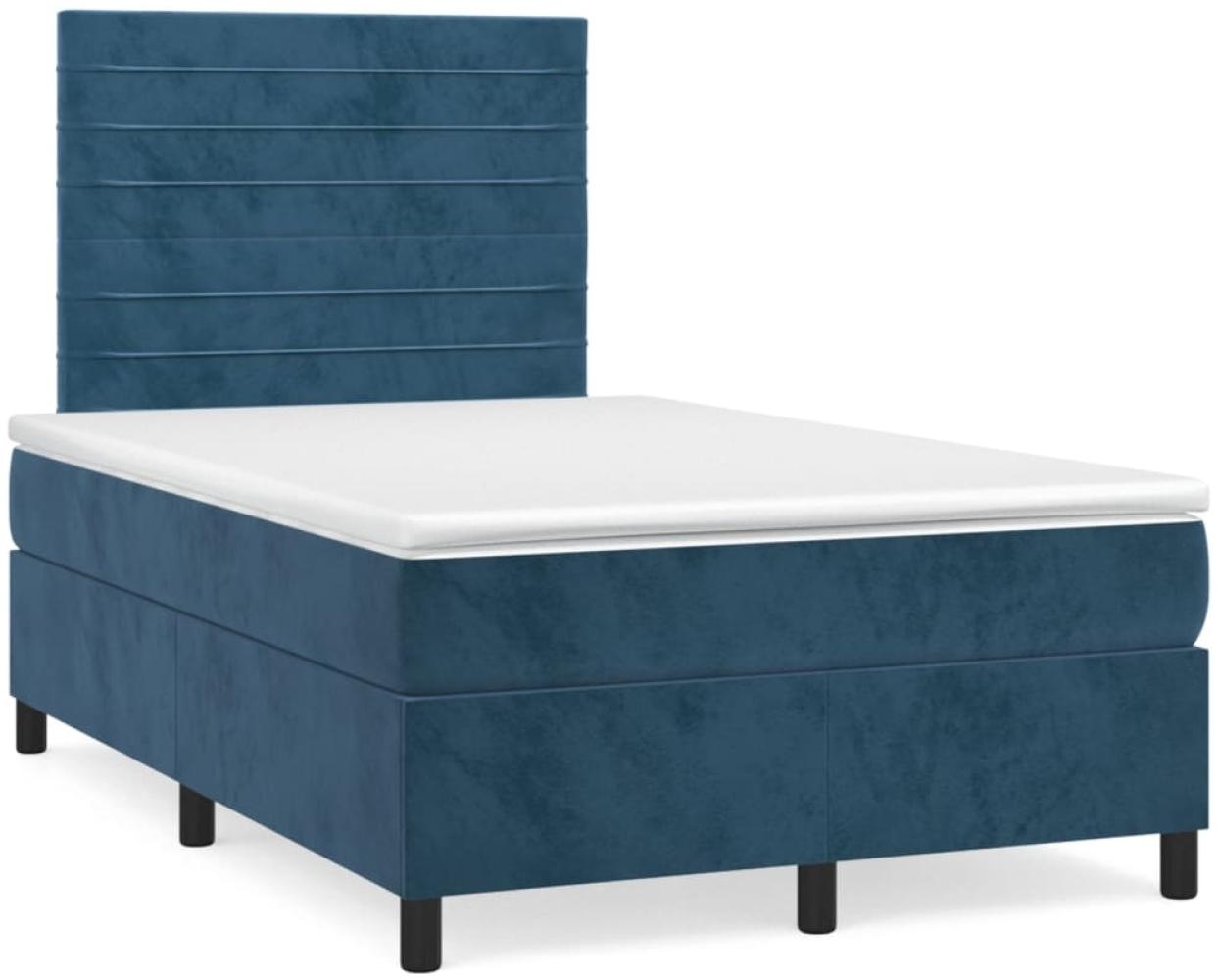 vidaXL Boxspringbett mit Matratze Dunkelblau 120x190 cm Samt 3270005 Bild 1