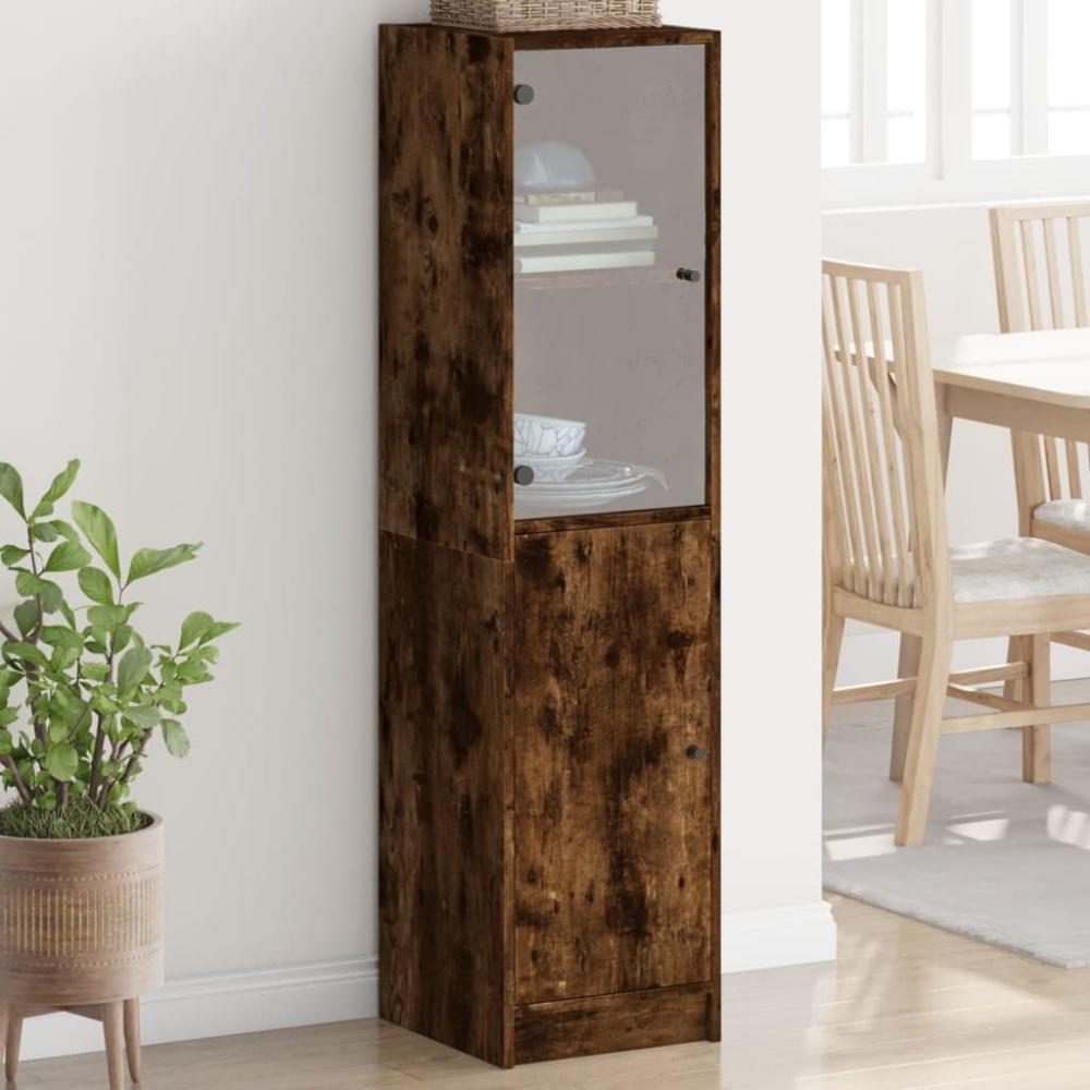 vidaXL Highboard mit Glastür Räuchereiche 35x37x142 cm 836445 Bild 1