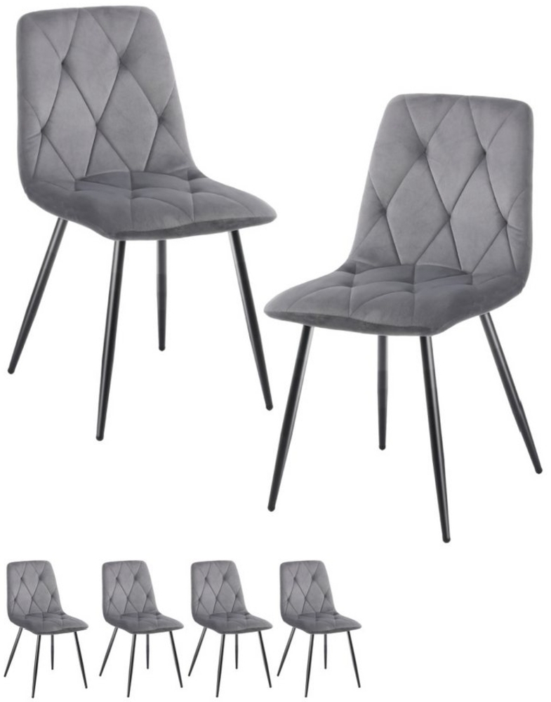 LETGOSPT Esszimmerstuhl Esszimmerstühle Stühle 4er Set Esstisch Stühle, Metall Beine, Grau (4 St), Retro-Design, Samt Polsterstuhl für Esszimmer Wohnzimmer Küche Bild 1