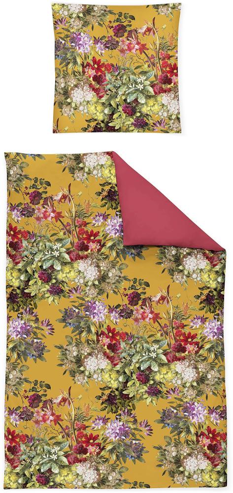 Irisette Magic Mako-Satin Bettwäsche 135x200 Blumen Barock ocker Wende 8848-40 Bild 1