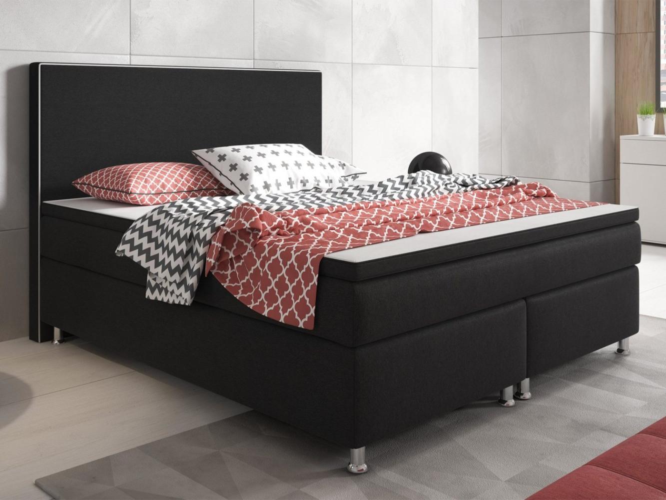 Inter Boxspringbett King Size 180x200 cm Webstoff  Schwarz Bild 1