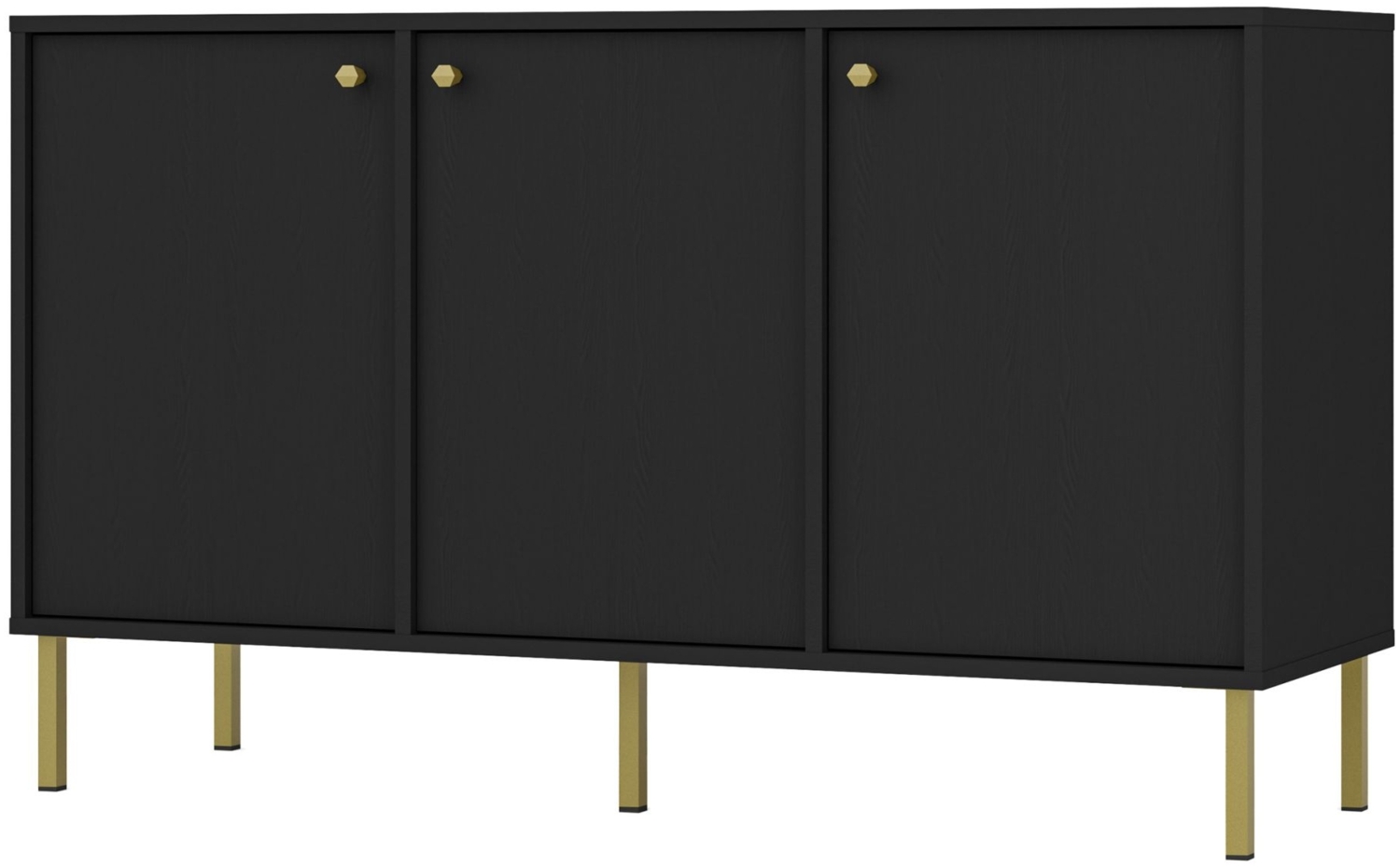 Selsey 'Oktio' Sideboard 3-türig, schwarz-graphit, ca. 74 x 125 x 41 cm Bild 1