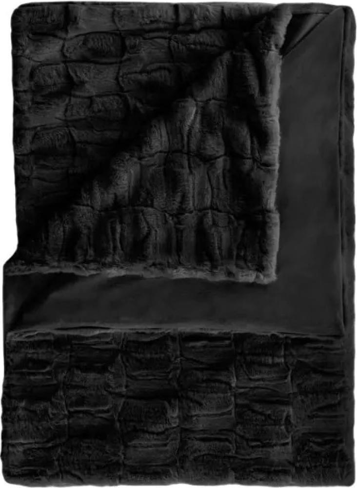 Heckett Lane Delphi Felldecke Kuscheldecke Flauschdecke Plaid 140x200 Black is Black Bild 1