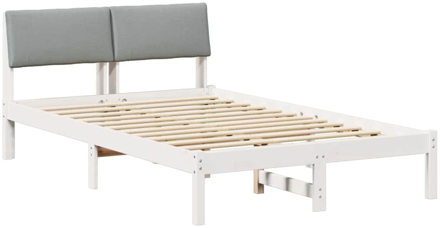 vidaXL Bettgestell Weiß und Hellgrau 120 x 190 cm Massivholz Kiefer 878558 Bild 1