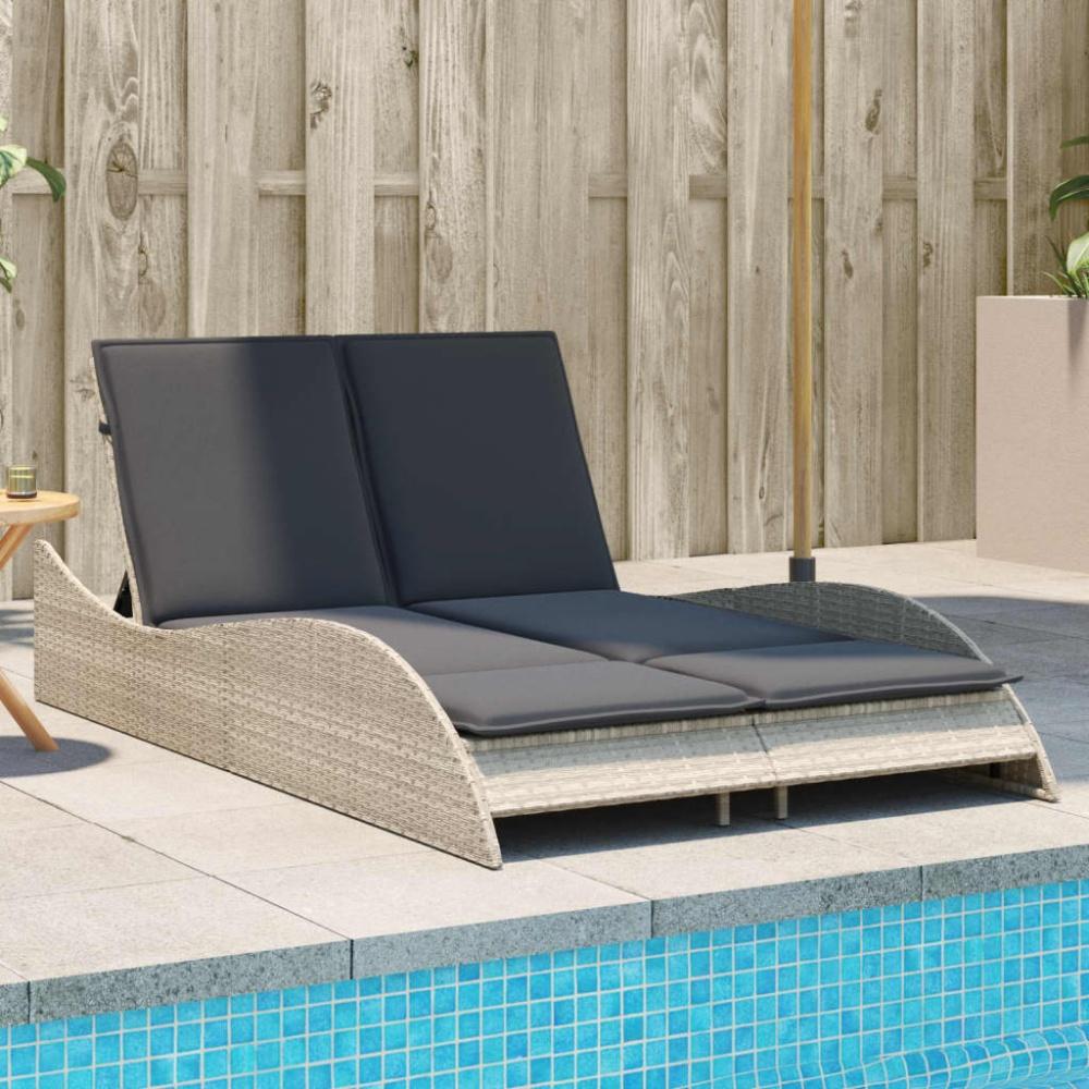 vidaXL Sonnenliege mit Auflagen Hellgrau 114x205x73 cm Poly Rattan 368292 Bild 1