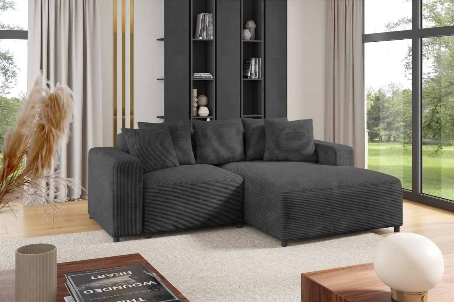 Ecksofa Designersofa Sofa MEGAN XS in Stoff Poso Dunkelgrau Ottomane Rechts Bild 1