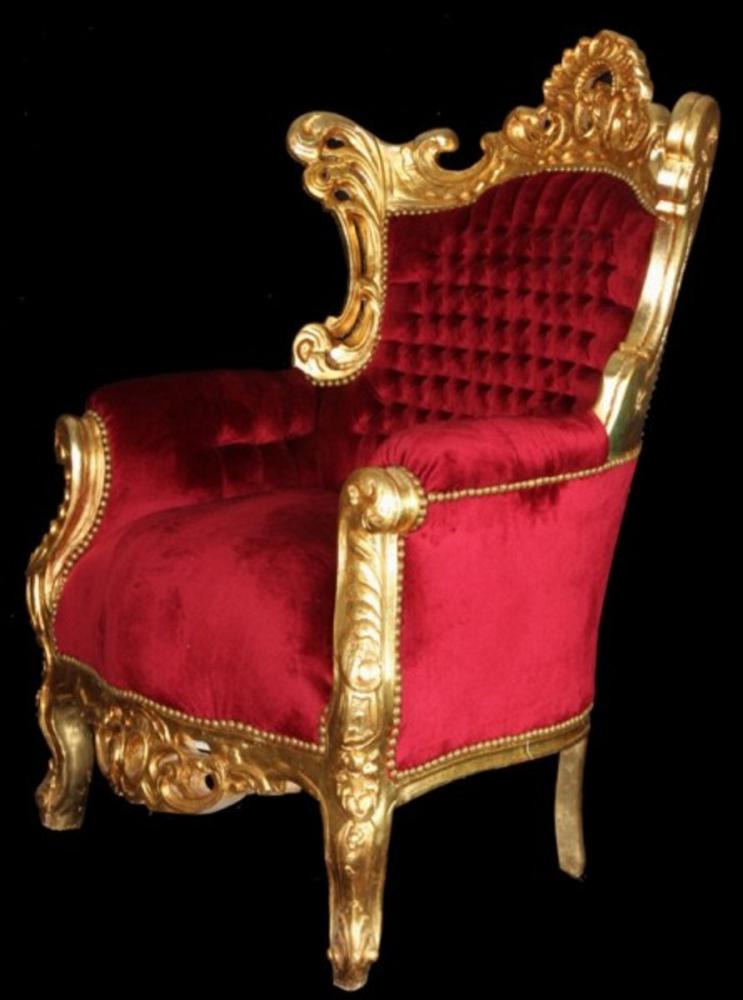 Casa Padrino Antik Stil Barock Wohnzimmer Sessel Al Capone Bordeaux / Gold - Limited Edition Bild 1