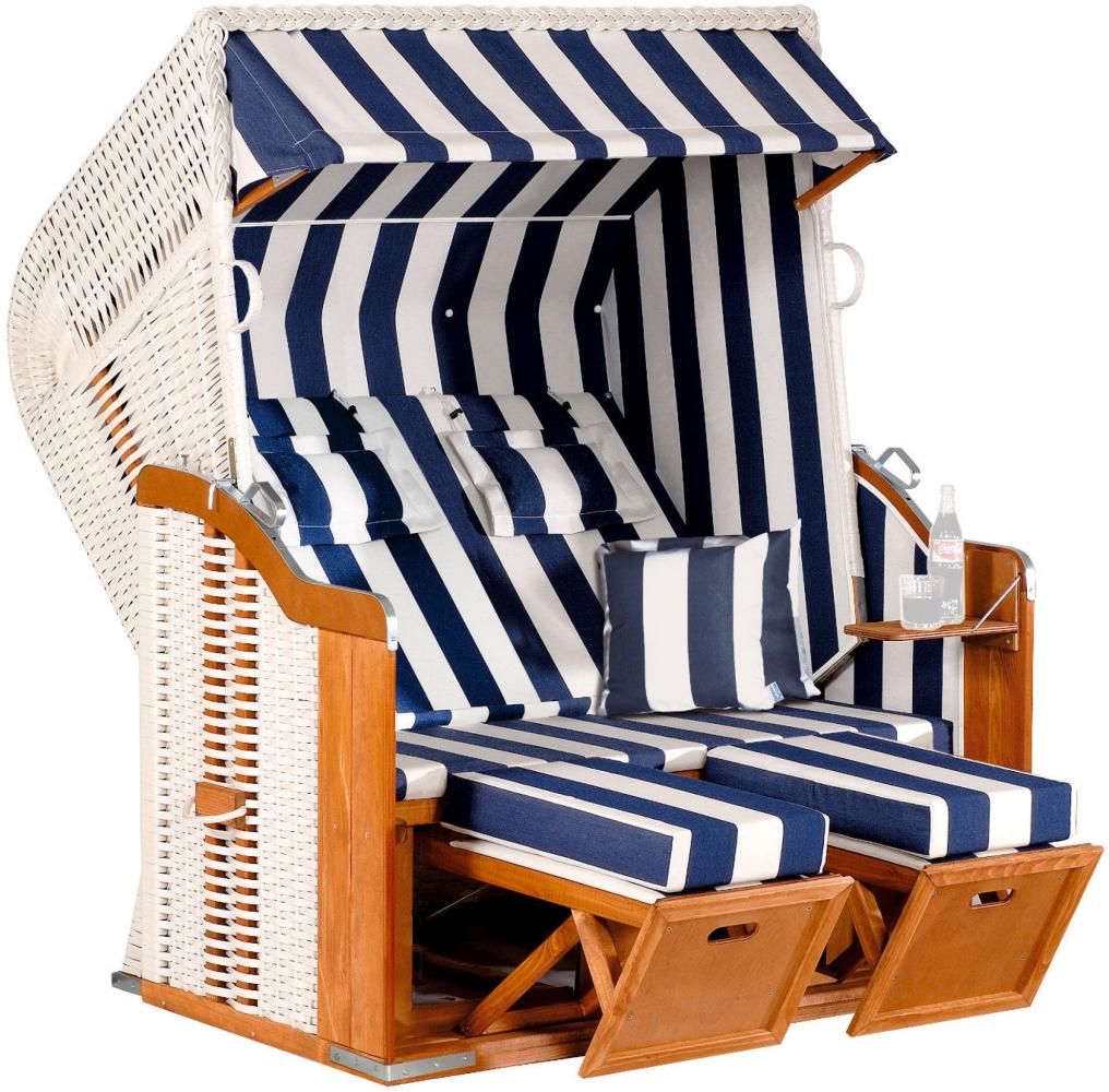 Strandkorb Rustikal 250 Plus XL weiß mit Stoff 1080, Halblieger von Sunny Smart Bild 1