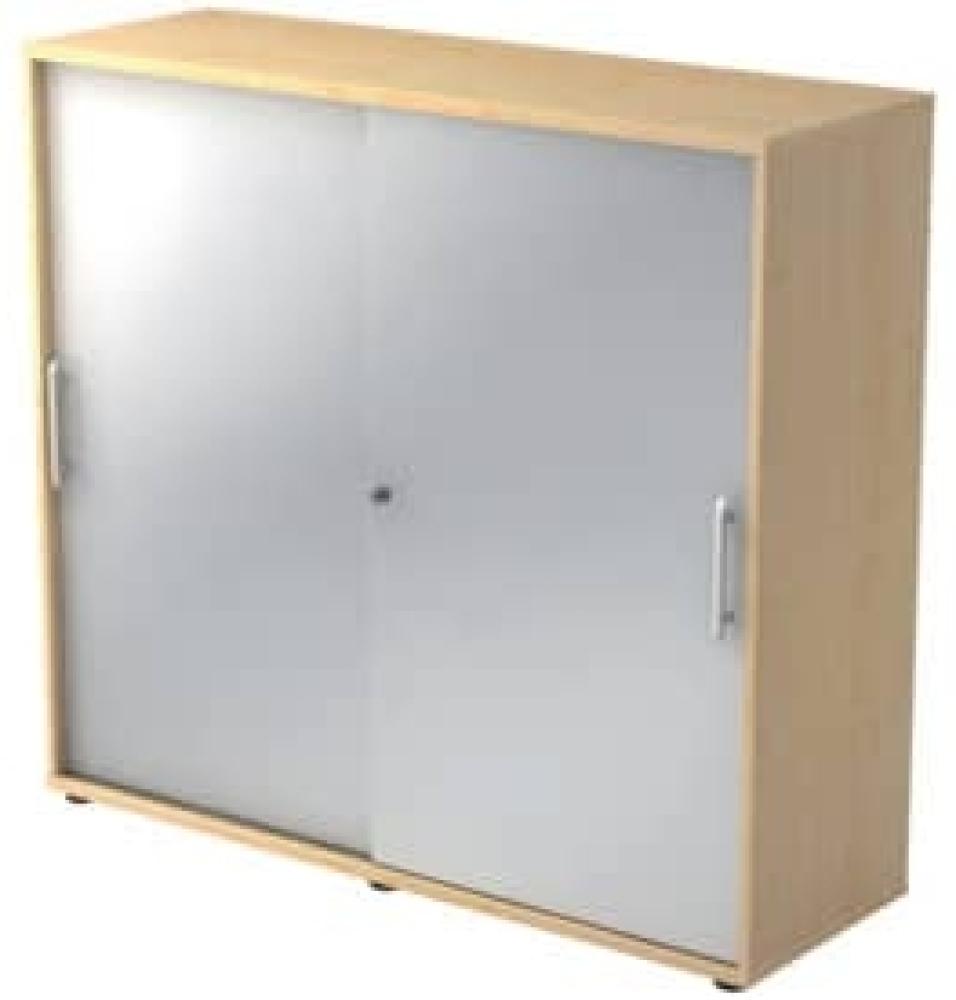 Schiebetürschrank 3 Ordnerhöhen, 120cm RE Ahorn / Silber Bild 1