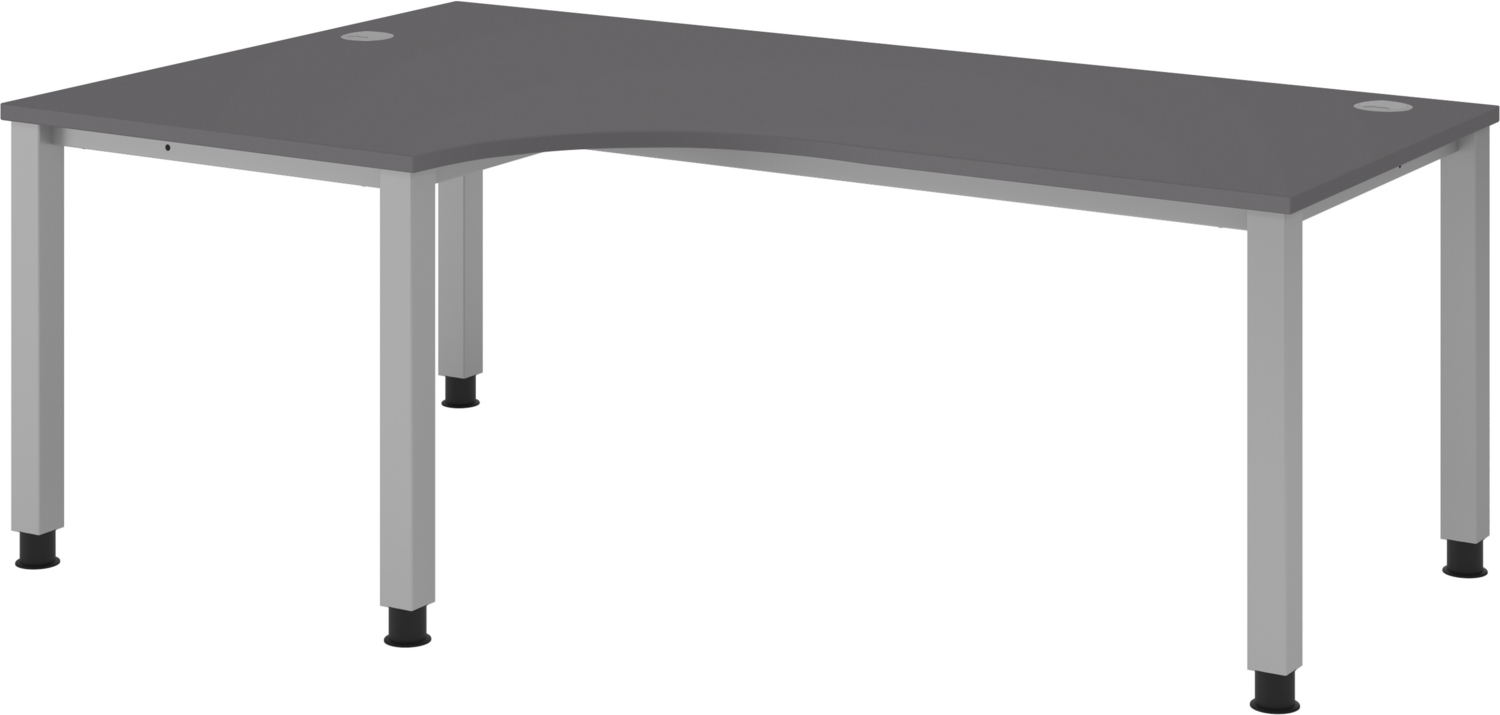 bümö manuell höhenverstellbarer Eckschreibtisch 200x120 cm in Graphit, Metall-Gestell: Silber - PC Tisch höhenverstellbar & belastbar bis 140 kg, L-Form Computertisch XXL, QS-82-G Bild 1