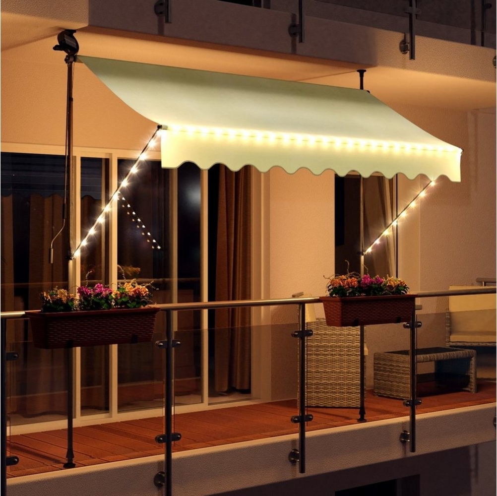 Swing&Harmonie Klemmmarkise LED - Balkonmarkise mit Kurbel Sonnenschutz Markise Terrasse Balkon 200/250/300/350 cm Bild 1