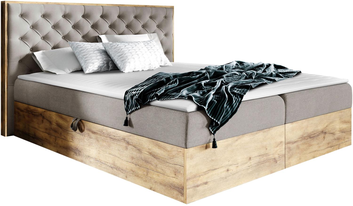 Boxspringbett Worik 3, Braun, 200 x 200 cm Bild 1