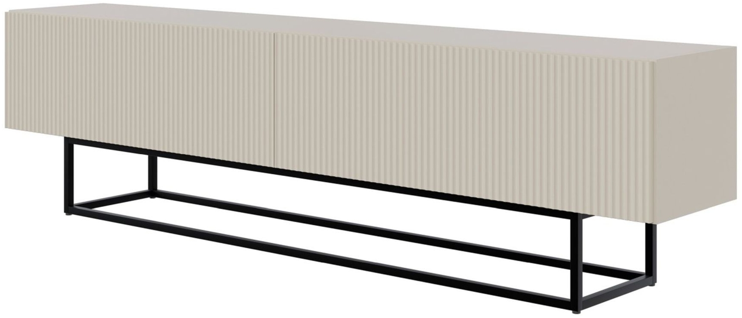 Selsey 'Veldio' TV-Lowboard 2-türig, greige mit schwarzem Metallgestell, ca. 46 x 175 x 32 cm Bild 1