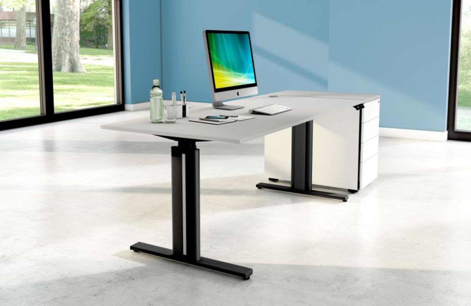 Kerkmann Schreibtisch Sitz-Stehtisch MOVE 3 elegant 200x100x72-120cm mit Anbauelement elektr. höhenverstellbar weiß Bild 1