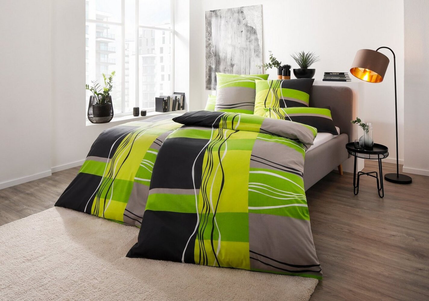 my home Bettwäsche Kelian, Biber, 2 teilig, in verschiedenen Qualitäten, gemusterte Bettwäsche Bild 1