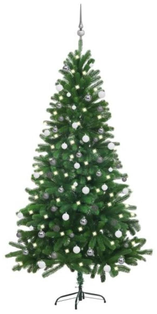 vidaXL Künstlicher Weihnachtsbaum mit LEDs & Kugeln 180 cm Grün, Mit Beleuchtung [3077727] Bild 1