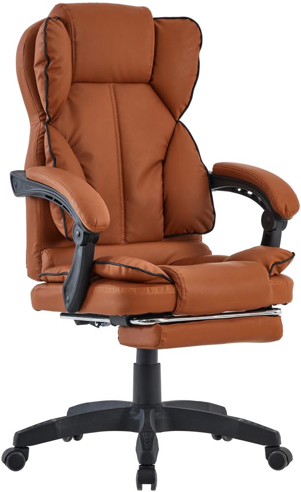 Schreibtischstuhl Bürostuhl Gamingstuhl Racing Chair Chefsessel mit Fußstütze Braun -Schwarz Bild 1