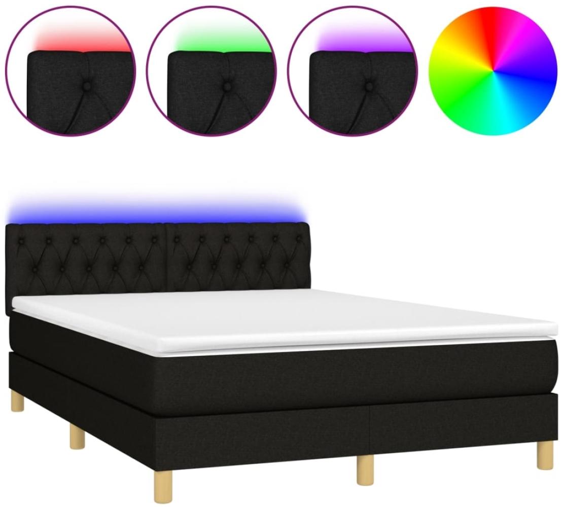 vidaXL Boxspringbett mit Matratze & LED Schwarz 140x200 cm Stoff 3133959 Bild 1