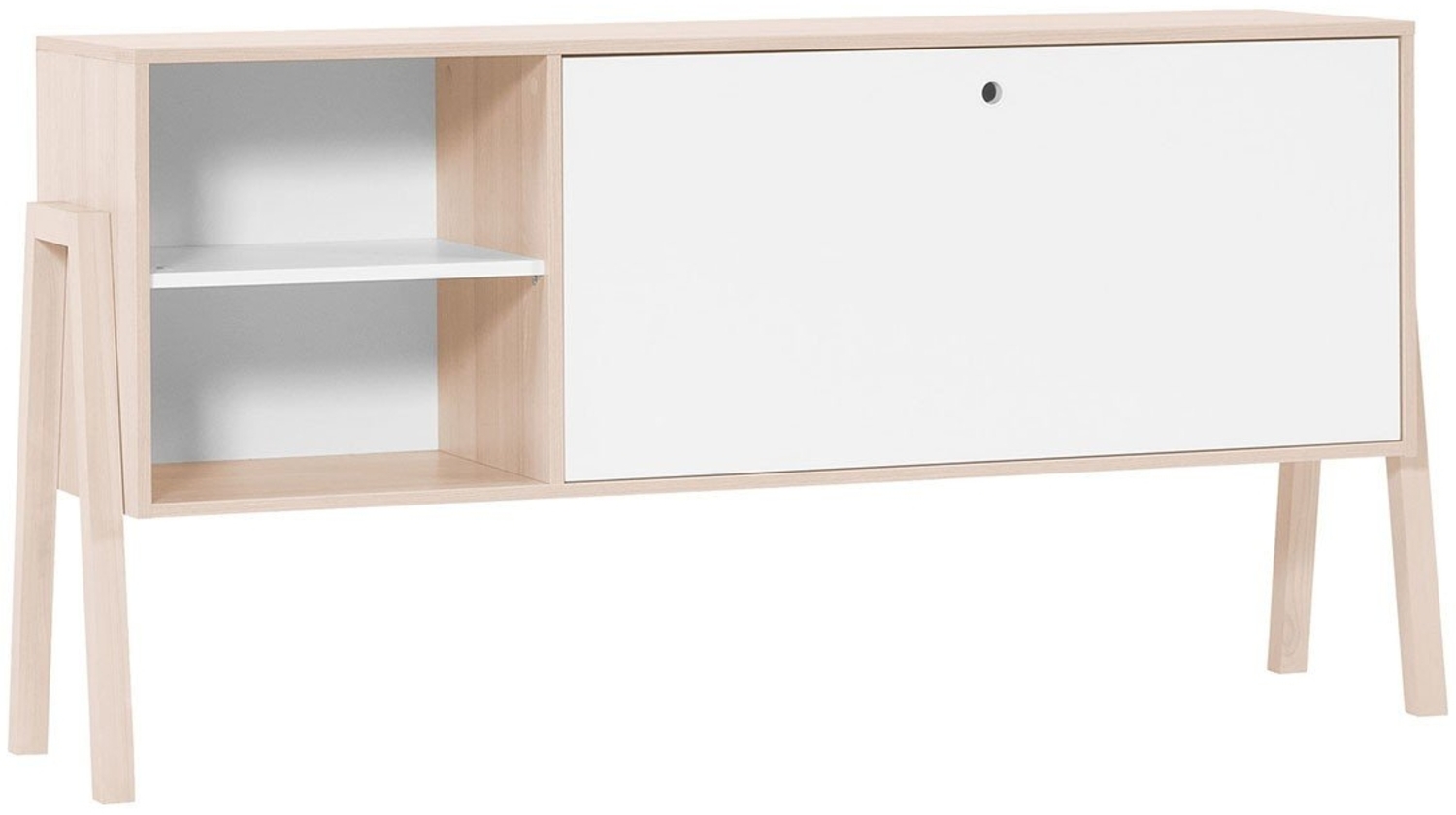 CaliCosy Buffet 1 Tür klappbar L160 cm - SPOT - Holzdekor Akazie und Weiß Bild 1