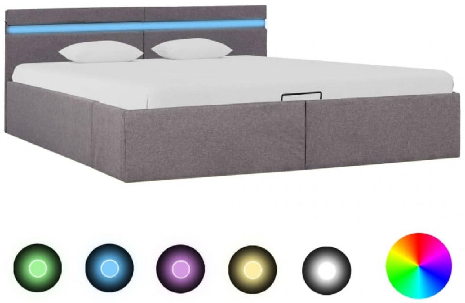 vidaXL Bett mit Bettkasten Hydraulisch mit LED Taupe Stoff 160x200 cm 285628 Bild 1