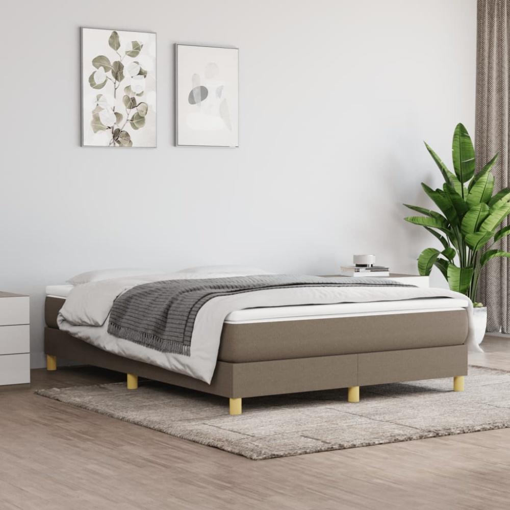 vidaXL Boxspringbett mit Matratze Taupe 140x200 cm Stoff 3144179 Bild 1