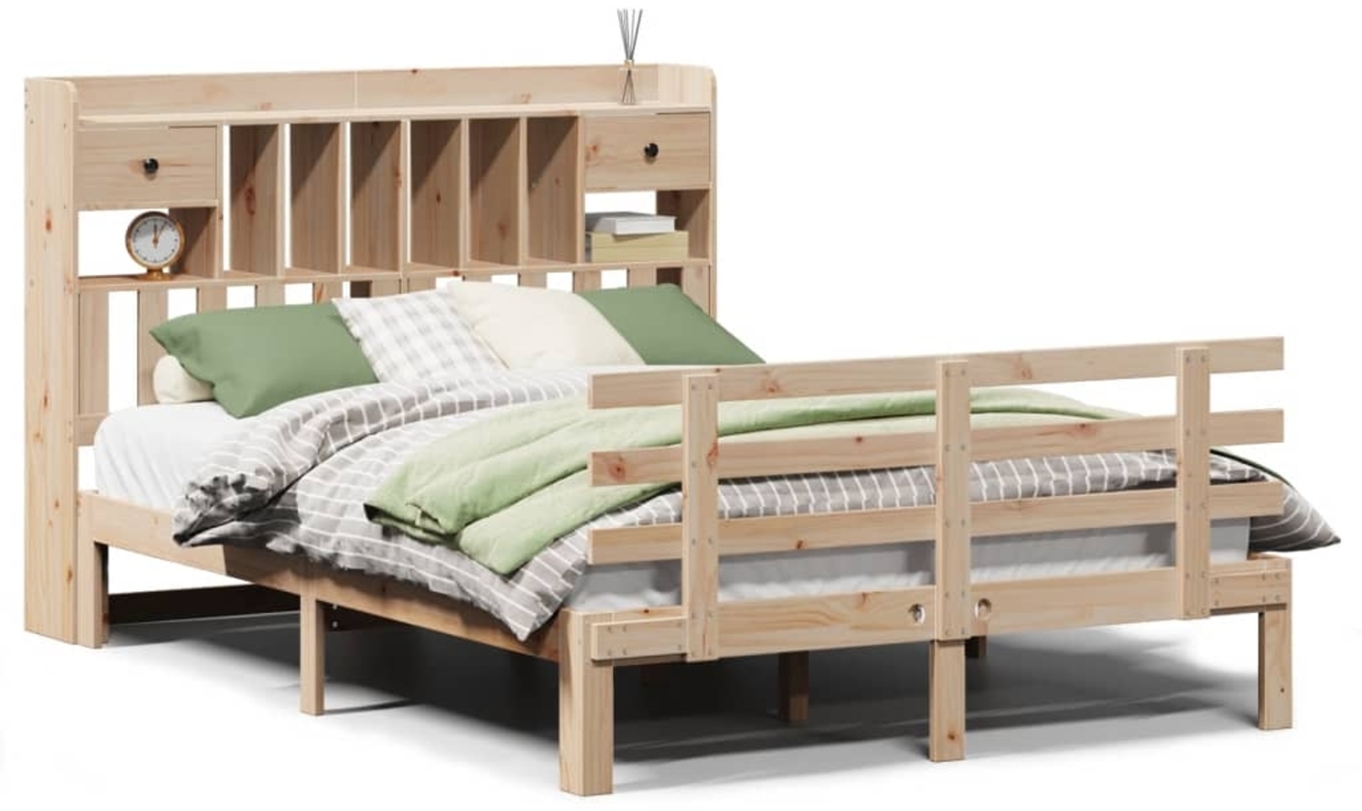 vidaXL Massivholzbett mit Regal ohne Matratze 140x200 cm Kiefer 3322796 Bild 1