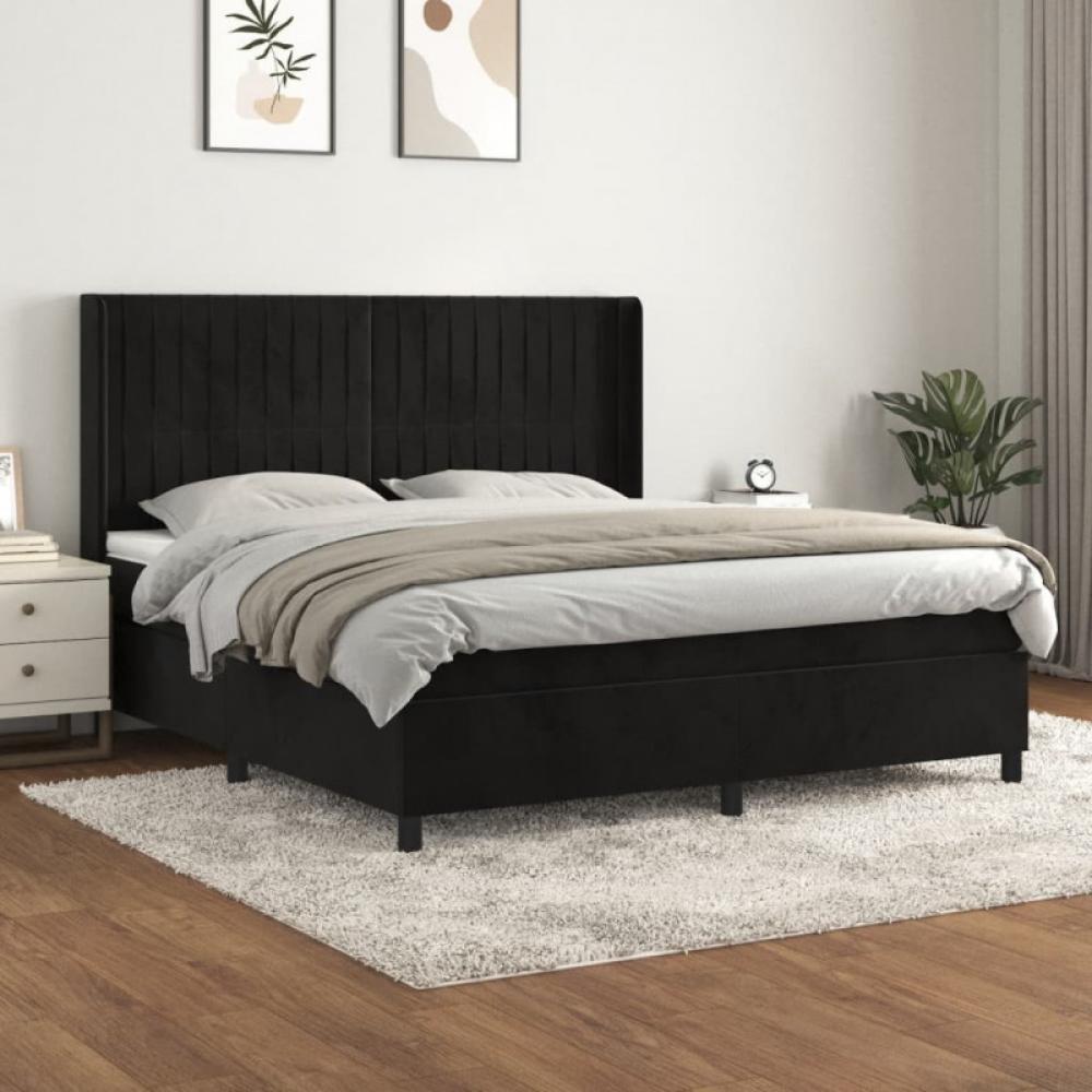 Boxspringbett mit Matratze Schwarz 180x200 cm Samt (Farbe: Schwarz) Bild 1