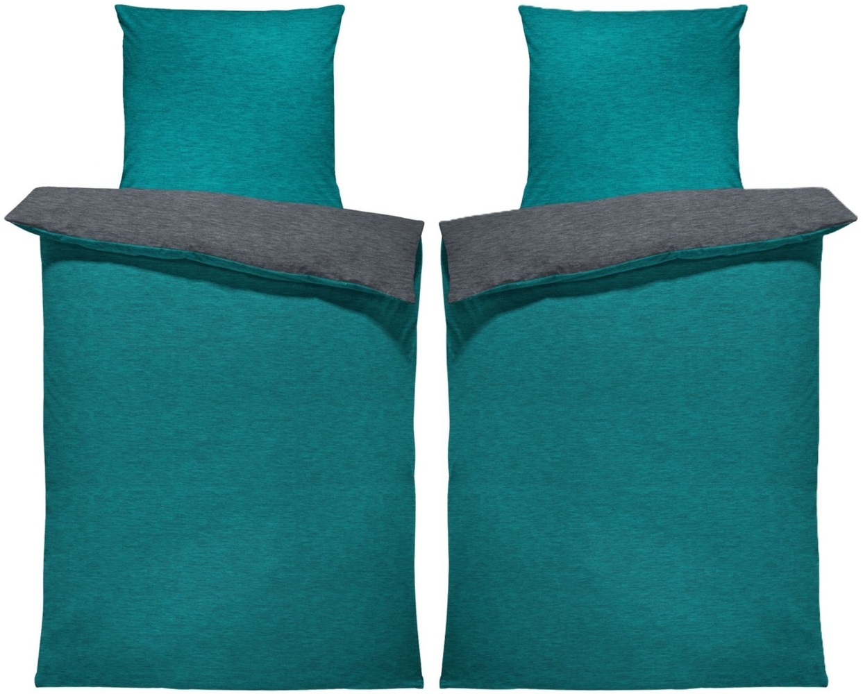 One Home Bettwäsche Wende Melange, Flanell, 4 teilig, meliert, Baumwolle kuschelig warm weich Biber Winter Bild 1