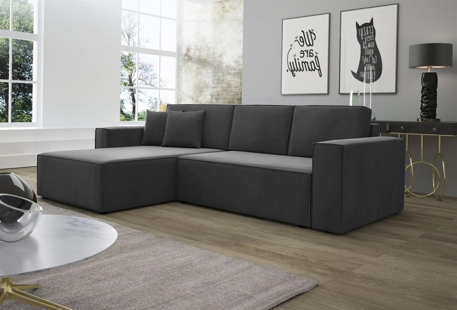 Ecksofa Schlafsofa Sofa CONOR Stoff Kronos Steel Morengo Ottomane Links Bild 1