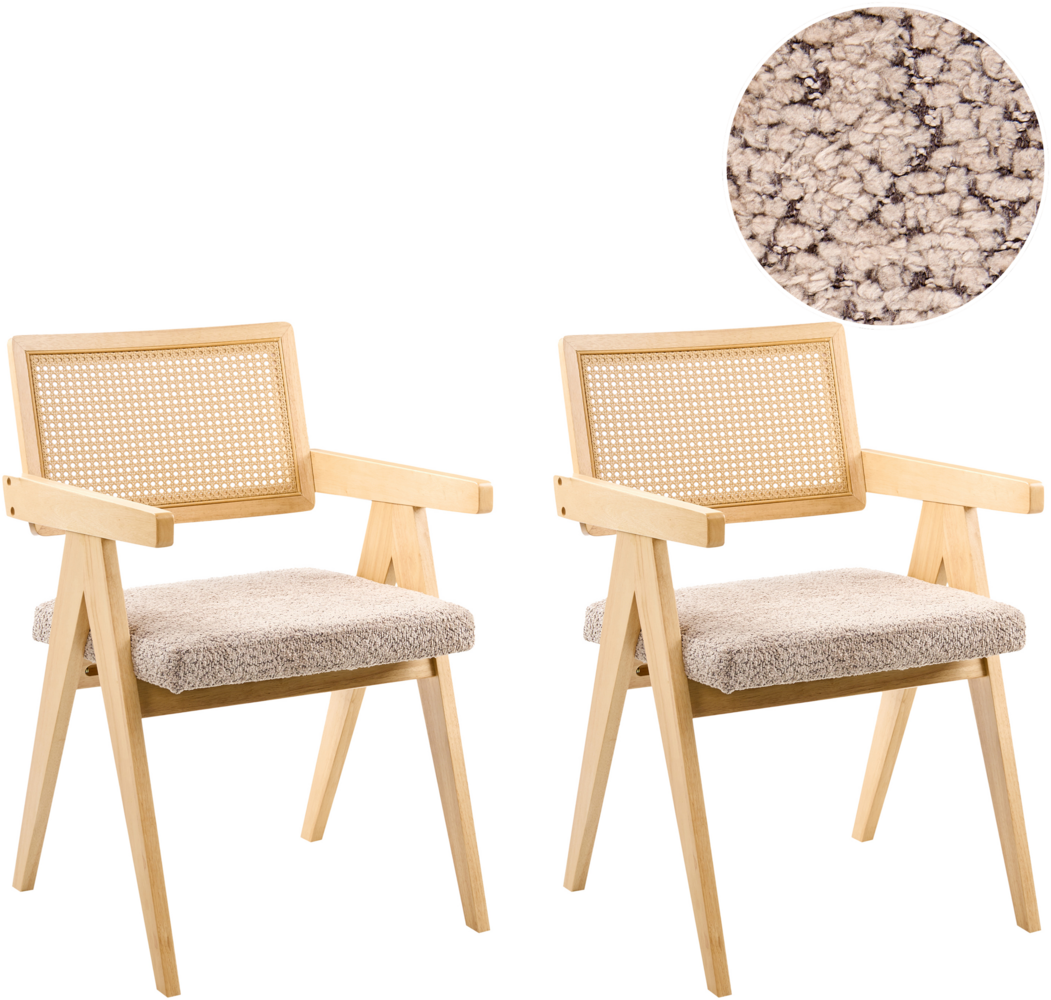 Esszimmerstuhl 2er Set AVA Holz Hellbraun Taupe Bild 1