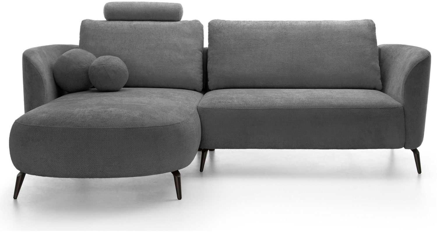 Selsey 'Kavni' Ecksofa mit Schlaffunktion, Stauraum und Chenille-Bezug, dunkelgrau, links, 86 x 260 x 180 cm Bild 1