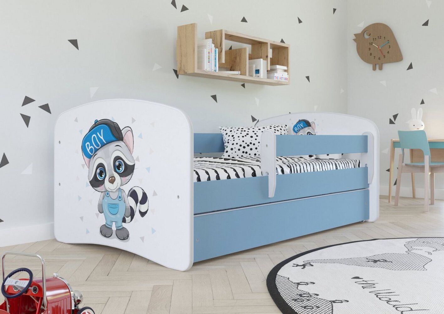 Bjird Kinderbett Babydream 180x80 cm 160x80 cm 140x70 cm (optional mit Matratze, mit Schublade Rausfallschutz und Lattenrost), verschieden Farben und Varianten für Mädchen und Jungen Bild 1