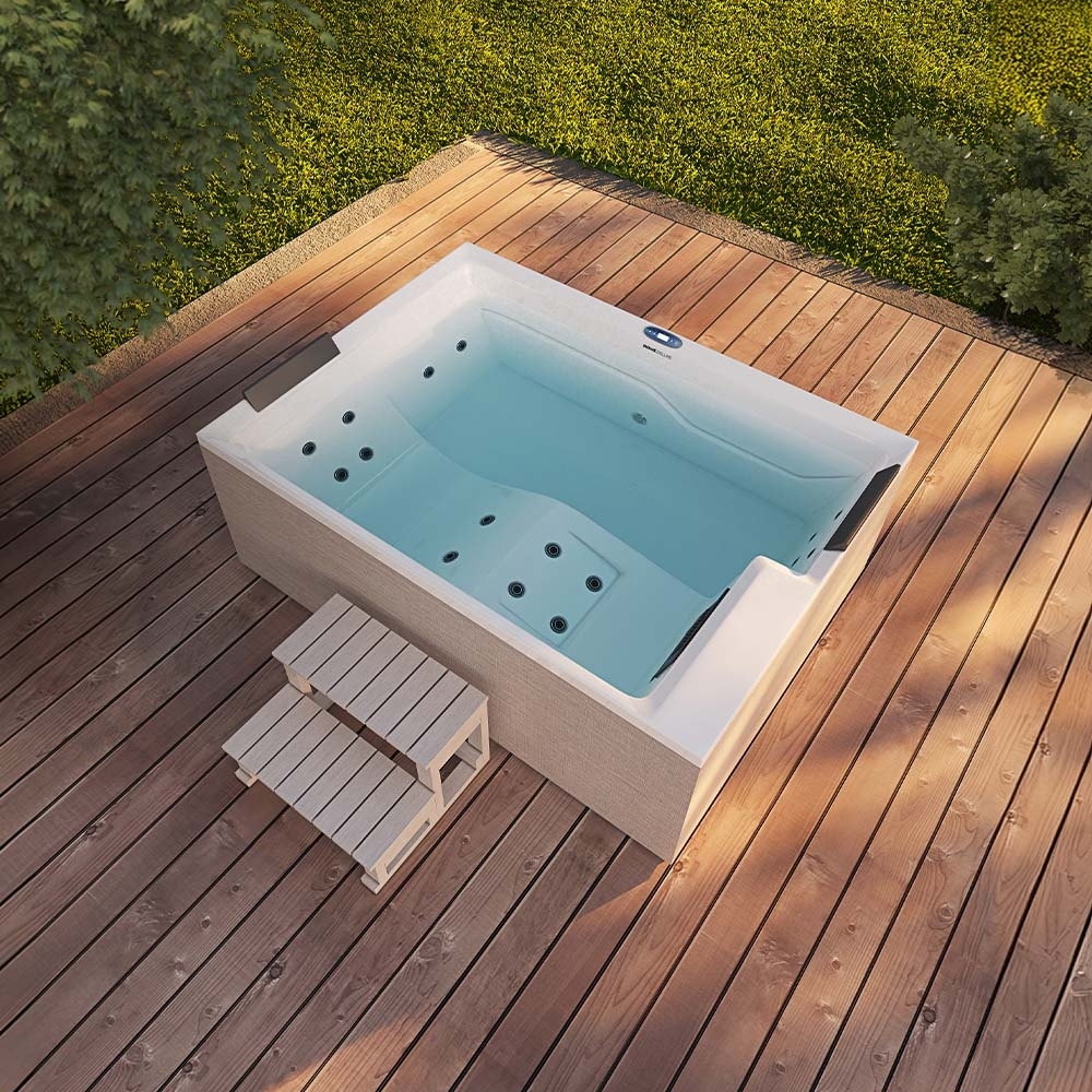 HOME DELUXE Outdoor Whirlpool NIMBUS DELUXE mit Treppe und Thermoabdeckung - 190 x 140 cm für 2 Personen Bild 1