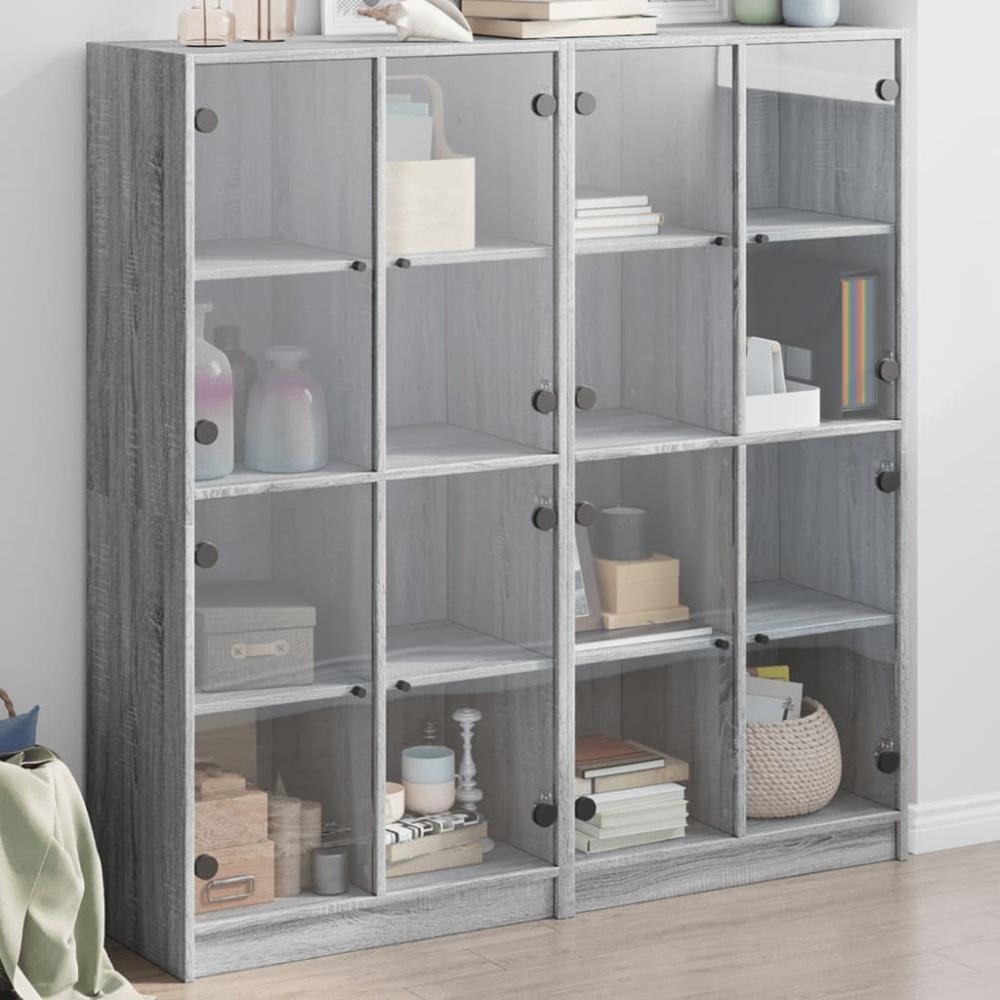 vidaXL Bücherschrank mit Türen Grau Sonoma 136x37x142 cm Holzwerkstoff 3206522 Bild 1