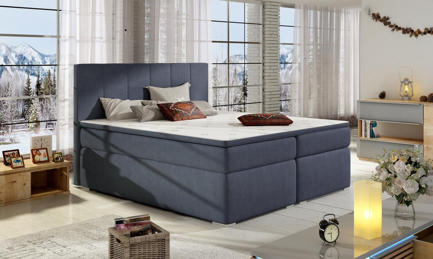 Bolero 140X200, Boxspring Bett, Blau Bild 1