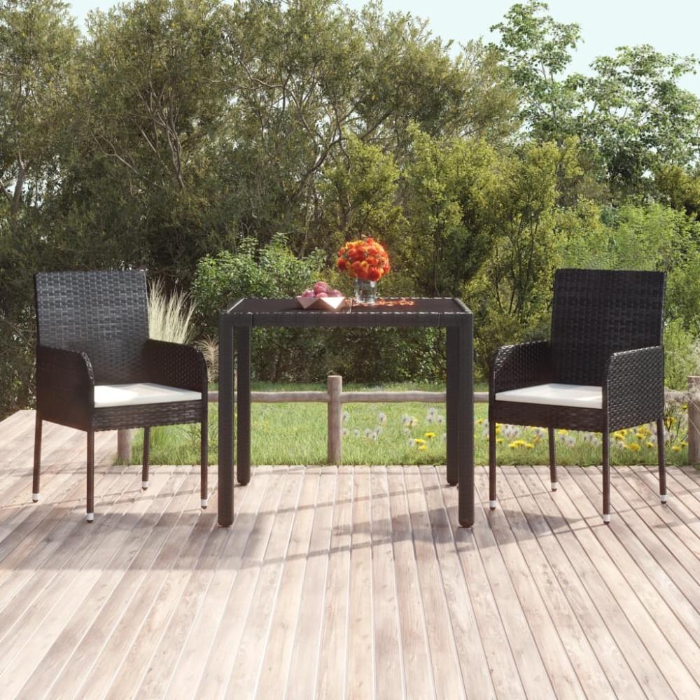 vidaXL Gartenstühle mit Kissen 2 Stk. Poly Rattan Schwarz 319885 Bild 1