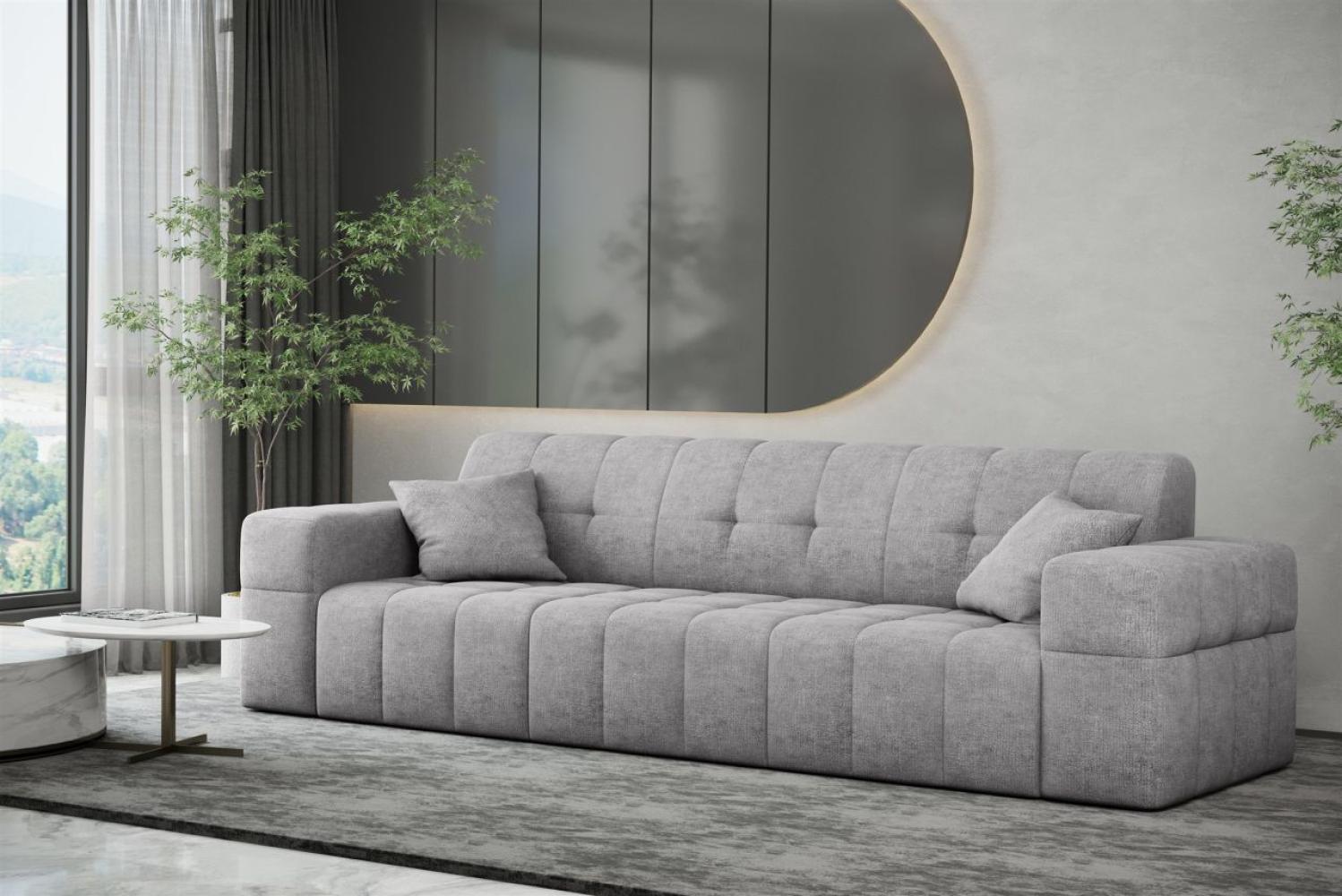 Sofa Designersofa NANCY 3-Sitzer in Stoff Perfekt Harmony Hellgrau Bild 1