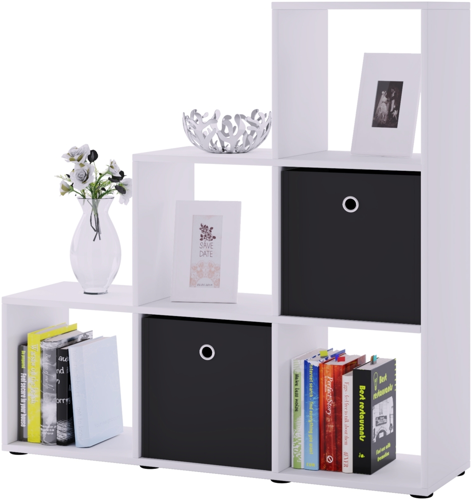 VCM 'Nitas' Treppenregal, weiß, für 6 Stoffboxen Bild 1