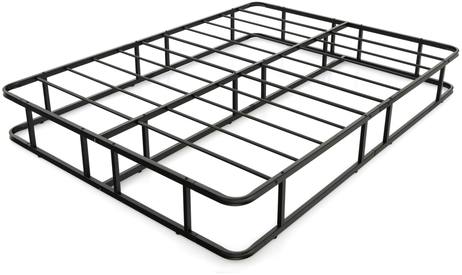 Bettgestell aus Metall Metall-Bettrahmen Plattform-Bettgestell mit Metallleistenunterstützung Schwarz 200 x 140 x 26 cm Bild 1