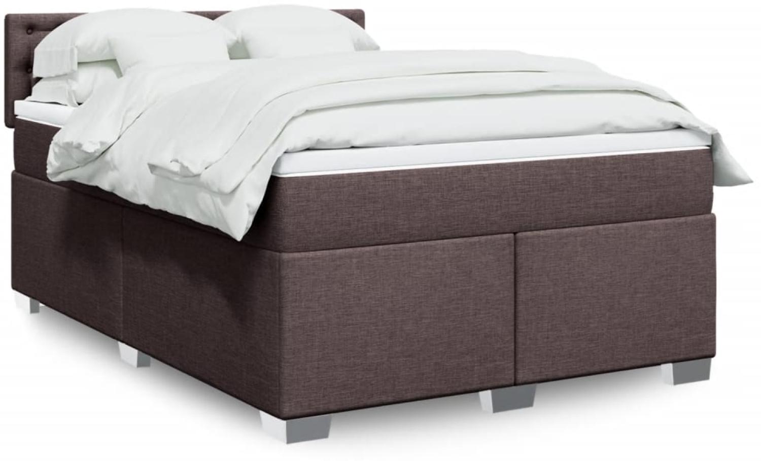 vidaXL Boxspringbett mit Matratze Dunkelbraun 140x200 cm Stoff 3288228 Bild 1