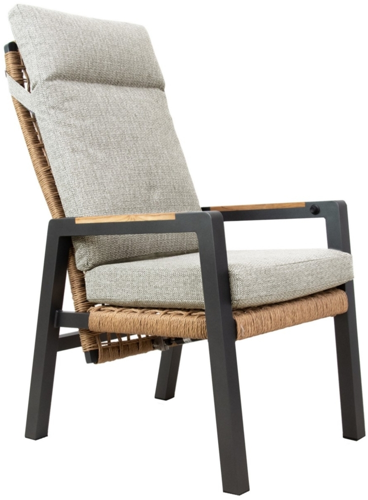 osoltus Vicenza Alu Teak Gartensessel verstellbar Sessel anthrazit + Kissen Bild 1